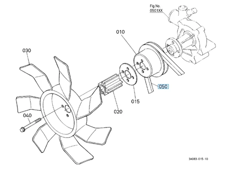 Pasek klinowy wentylatora i alternatora Kubota 1C01097010