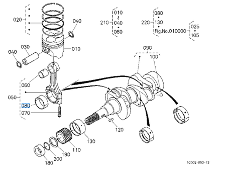 Panewki nominalne korbowodowe Kubota 1586122314