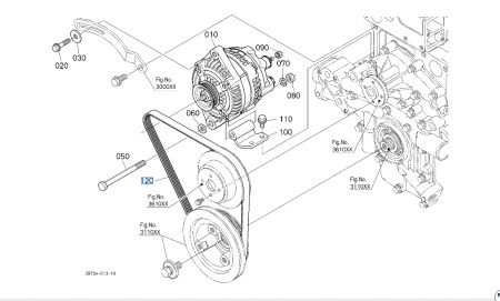 Pasek klinowy alternatora Kubota 3B73416250