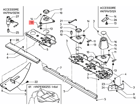 Nożyk prawy Kverneland długość 107mm VN9936156001