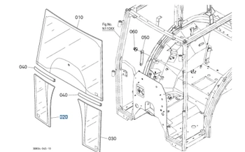 Szyba przednia prawa Kubota 3C87170520