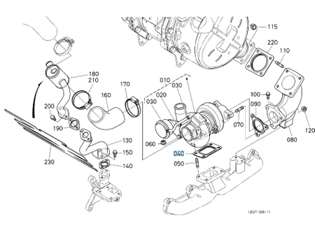 Uszczelka turbosprężarki Kubota 1J52017100