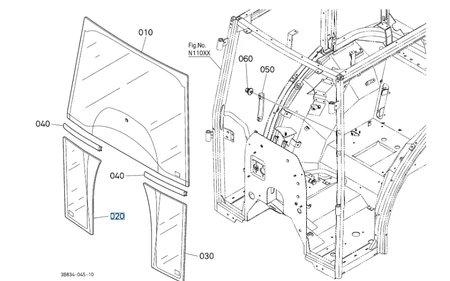 Szyba przednia prawa Kubota 3C87170520