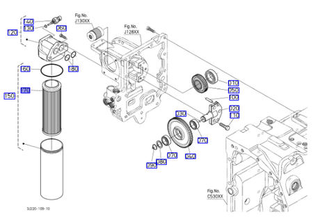 Wkład filtra hydraulicznego pompy Kubota 3J08015580