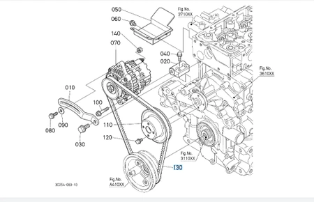 Pasek klinowy alternatora Kubota 1G77297010