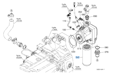 Filtr hydrauliczny pompy osiowej Kubota 3J02808960