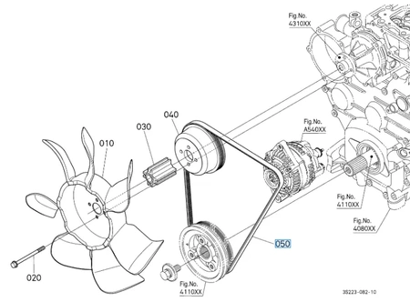 Pasek klinowy wentylatora i alternatora Kubota 3S20515782