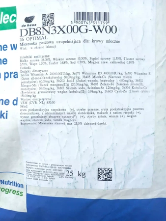 Pasza dla krów mlecznych 26 Optimal De Heus 1t w workach po 25kg