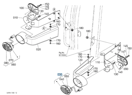 Lampa zespolona przednia lewa Kubota 3J03281040