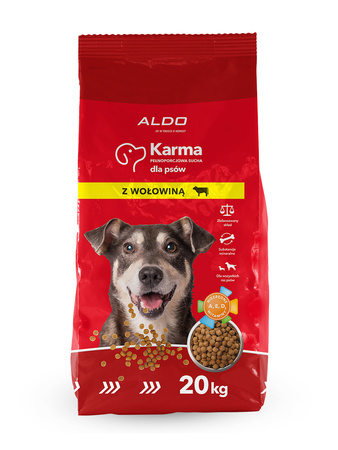 Karma sucha dla psów z wołowiną 20kg ALDO