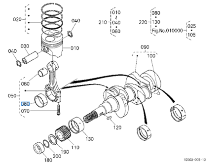 Panewki nominalne korbowodowe Kubota 1586122314